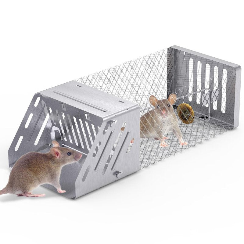 Humane Live Animal Cage Trap, Automatic Continuous Live Animal Cage Trap that Work for Indoor/Outdoor,Easy to Catch & Releasefor Mice,Voles,Small Rodents,Reusable Live Trap Cage,Galvanized Iron