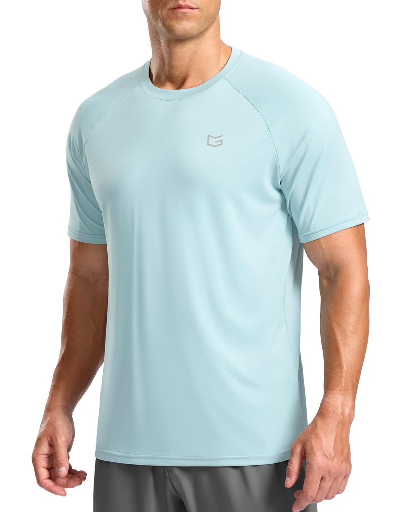 G Gradual Men's Athletic Workout T-Shirts Moisture Wicking Cooling Running Shirts Short Sleeve Performance Tee for Gym Tennis(Light Blue,4XL)