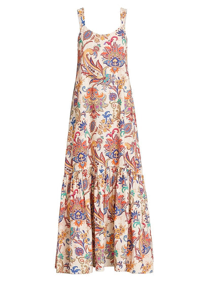 Etro, Floral Tapestry Tank Maxi Dress, 38 (2), Stampa Bianco