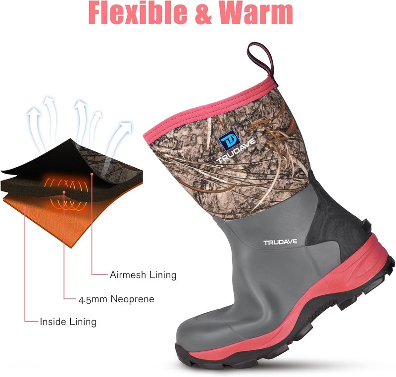 Rubber Rain Boots for Women - Neoprene Insulated, Anti-Slip Mid-Calf Waterproof | Sizes 6-11