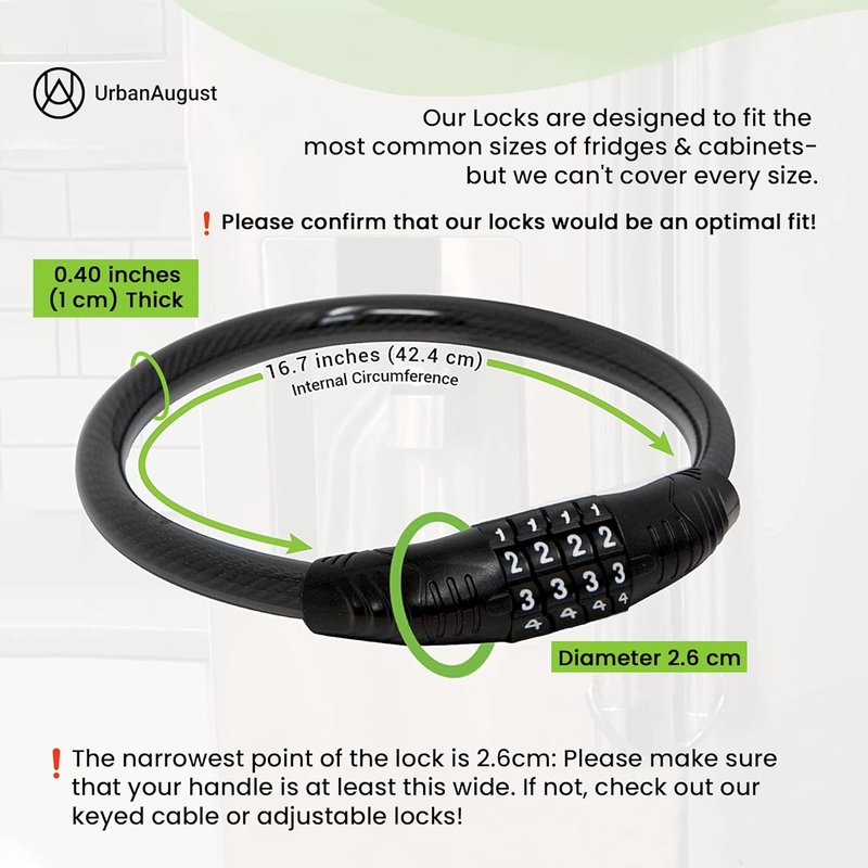 Fridge Lock - Multi-Functional Cable Combination Lock for French-Door Refrigerators | Two Pack White