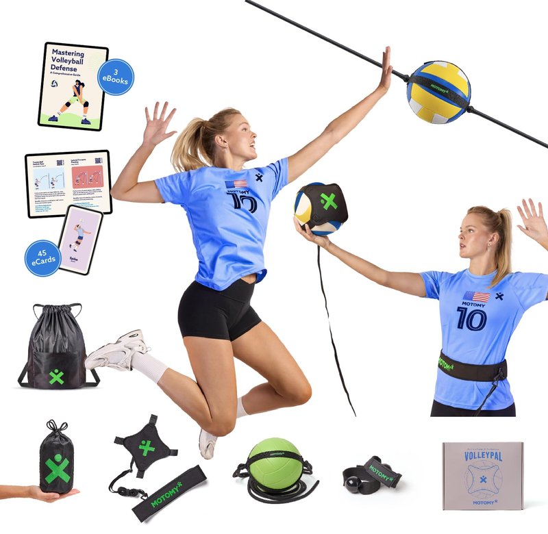 MOTOMY™ Volleyball Training Equipment Aid ‘VolleyPal’ – Solo Rebounder Trainer for Serve, Spike, Set & Pass; Indoor and Outdoor Volleyball Practice Equipment Gear, Volleyball Gifts for Teen Girls