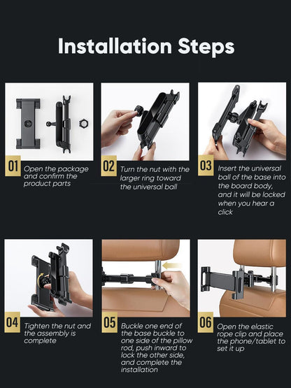 Car Tablet Holder, Headrest Tablet Mount Headrest Stand Cradle Compatible with IPad Pro Air Mini, Galaxy Tabs, Other 4.7-12.9" Cell Phones and Tablets, Red