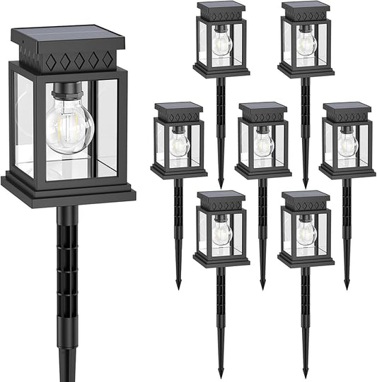 Solar Pathway Lights Outdoor for Pathway Garden Yard Patio Driveway, Solar Walkway Lights Auto On/Off, Warm White, Up to 8H Lighting (8 Pack)