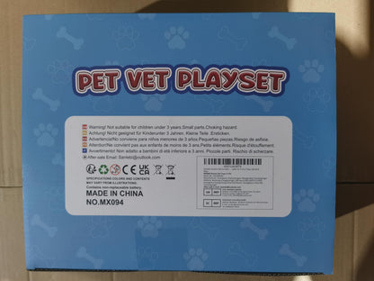Sanlebi Doctors Set for Kids - Children Pet Vet Care Play Set with Doctor Costume, Plush Dog, Pretend Role Play Medical Kit Toys Gifts for 3 4 5 6 Year Old Girls (Blue)