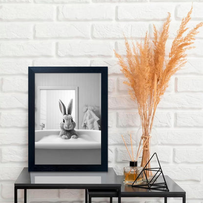 Bathroom Picture Wall Decor, Framed Black and White Bathroom Wall Art, Toilet Paper in Little Funny Raccoon's Hand Animal Canvas Print Painting