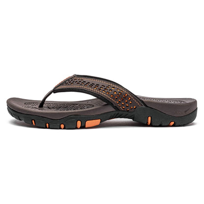GUBARUN Mens Sport Flip Flops Comfort Casual Thong Sandals Outdoor(Brown, 13)
