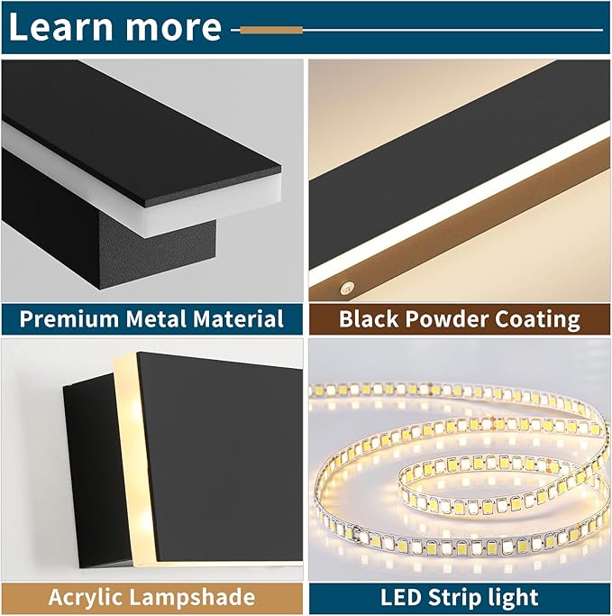 2 Pack 31.4inch Modern Outdoor LED Wall Sconce, Dimmable 3000K-6000K with Remote Control, IP65 Waterproof, Black Aluminium Long Exterior Wall Light Fixture for Porch, Patio, Garage, Yard