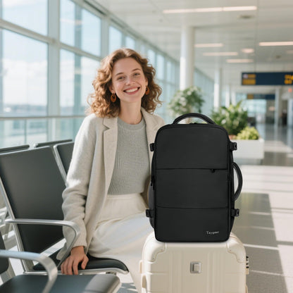 Taygeer Ryanair Cabin Bags 40x30x20 Underseat, Travel Backpack Cabin Size, Rucksack for Plane Hand Luggage Backpack for Travelling, Ryan Air Cabin Bag 40x30x20 with Separate Shoe Pouch, Black