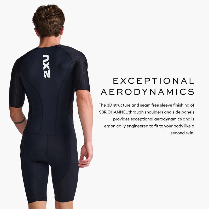 2XU Men's Trisuit Aero Sleeved Front Zip - Performance Triathlon Suit for Muscle Support