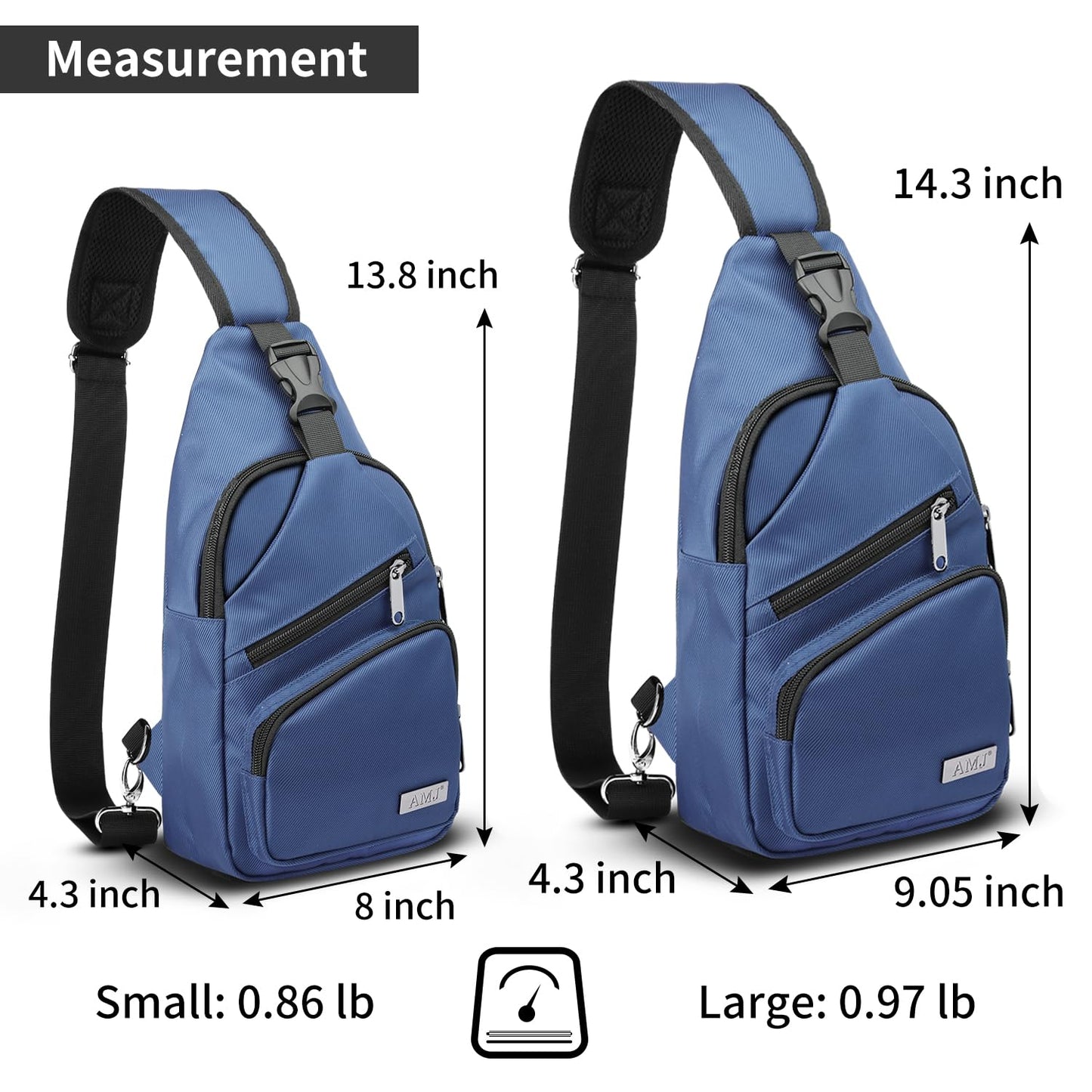 AMJ Crossbody Sling Bag Men Women, Casual Shoulder Backpack, Chest Daypack Satchel for Hiking Travel