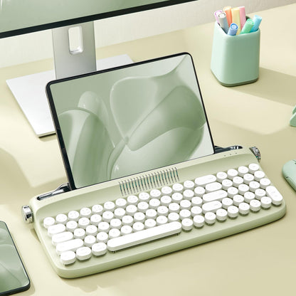 YUNZII Upgraded Wireless Typewriter Keyboard,with Retro Integrated Stand,USB-C/Bluetooth,Cute Round Keycaps, USB-C/Bluetooth Connection for Table, Phone, PC and Win/Mac/Android (B309, Baby Pink)