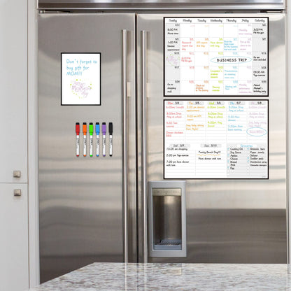 JJPRO Magnetic Dry Erase Monthly Calendar and Weekly Whiteboard for Fridge-Monthly Planner,Weekly Dry Erase Board for Refrigerators,One Bonus Notepad/to Do/Grocery List
