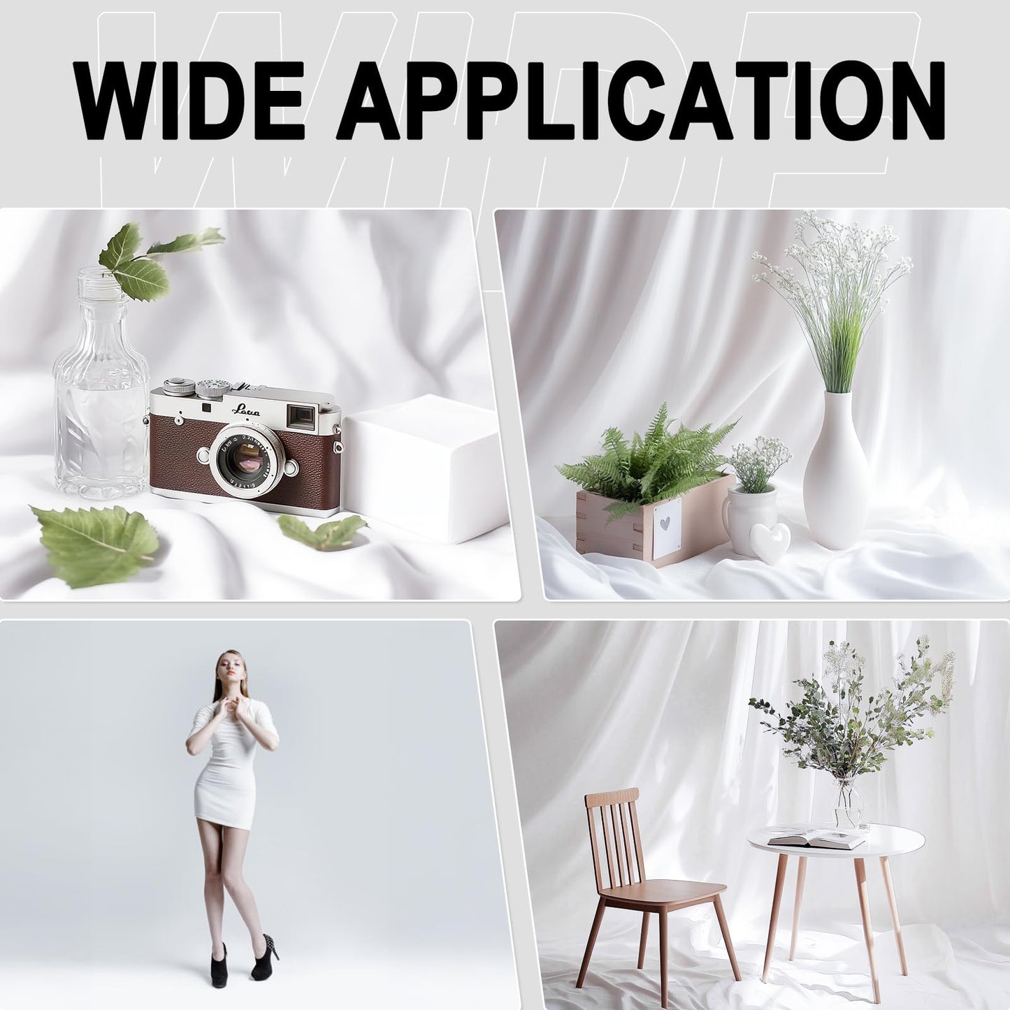 GFCC 8FTX10FT White Backdrop Background for Photography Photo Booth Backdrop for Photoshoot Background Screen Video Recording Parties Curtain