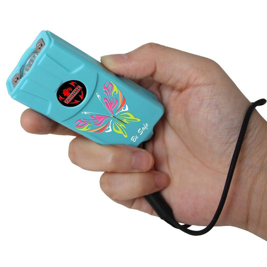 FIGHTSENSE Flashlight Stun Gun for Self Defense – Rechargeable Stun Gun for Women – Compact & Powerful Self Defense Flashlight (Cyan)