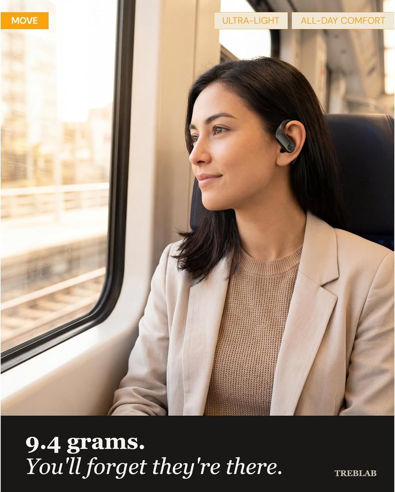 TREBLAB X3 Pro - Wireless Sports Earbuds | Comfortable Bluetooth Headphones with Secure Ear Hooks, 12H Battery Life, IPX5 Sweatproof