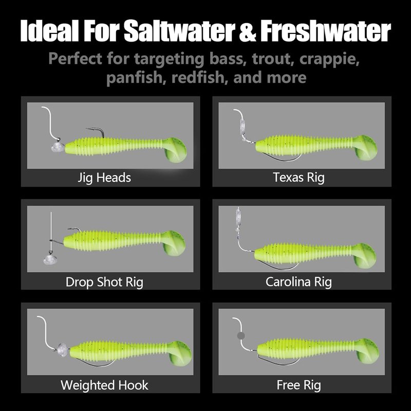 Paddle Tail Swimbaits - 2.5"/3" Ribbed Soft Plastic Fishing Lures for Bass, Trout, Crappie, Walleye | Freshwater & Saltwater Use