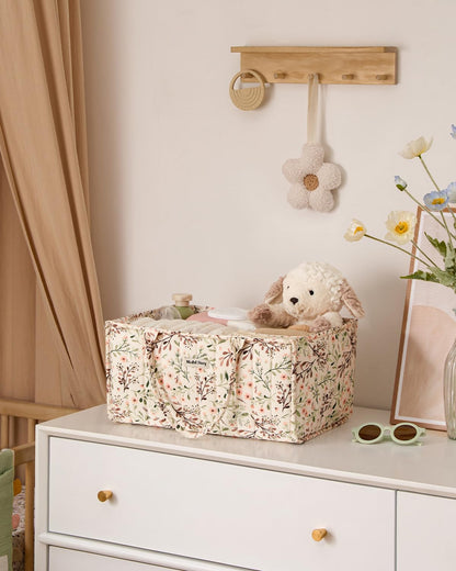 Blissful Diary Floral Diaper Caddy Organizer, Stylish Nursery Storage Basket, Gift for Baby Shower, Baby Registry Must Have, Newborn Essentials, Pastoral Daisy