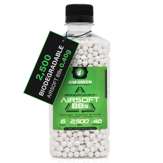 Aim Green Biodegradable Airsoft BBS, Premium-Grade 6mm Airsoft BBS, 40g, 2,500 Count