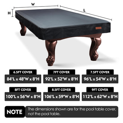 K-Musculo Pool Table Cover, Heavy Duty Leatherette Billiard Table Cover, Waterproof and Tearproof,