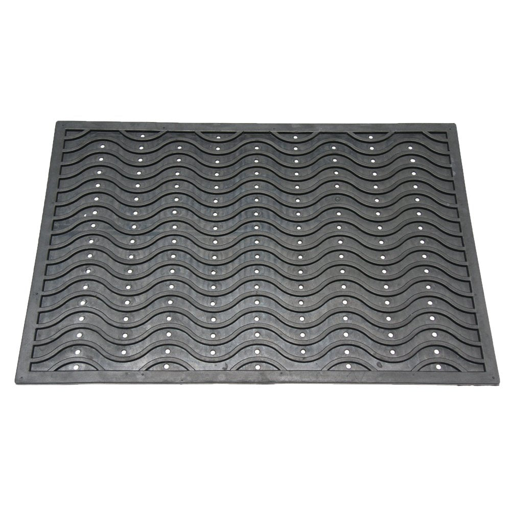 Rubber-Cal 03-237-WA "Dura-Scraper Wave" Commercial Entrance Rubber Mat, 3/8" Thick x 24" x 36", Black