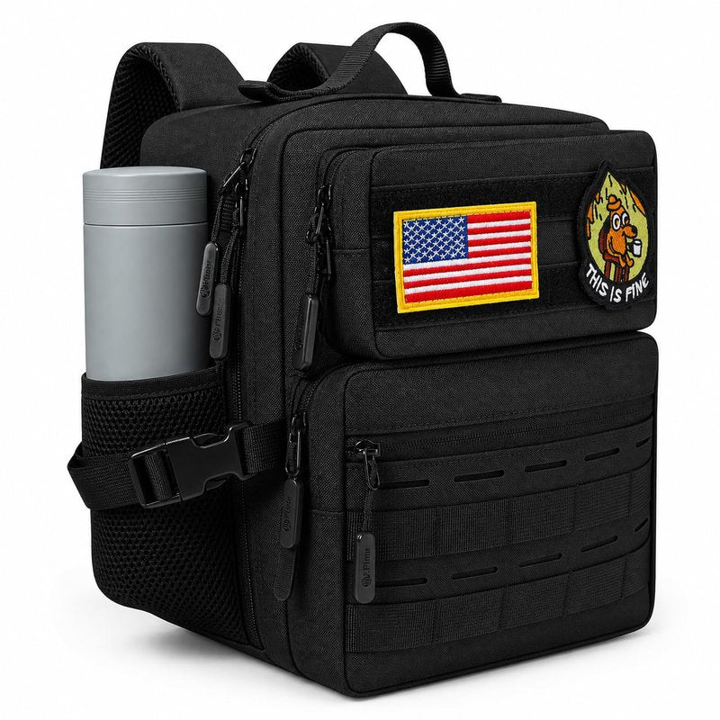 flipfit 9L Mini Tactical Backpack Small Military Gym Bag for Men Women Molle Daypack Camping Backpack with Patch (Black)