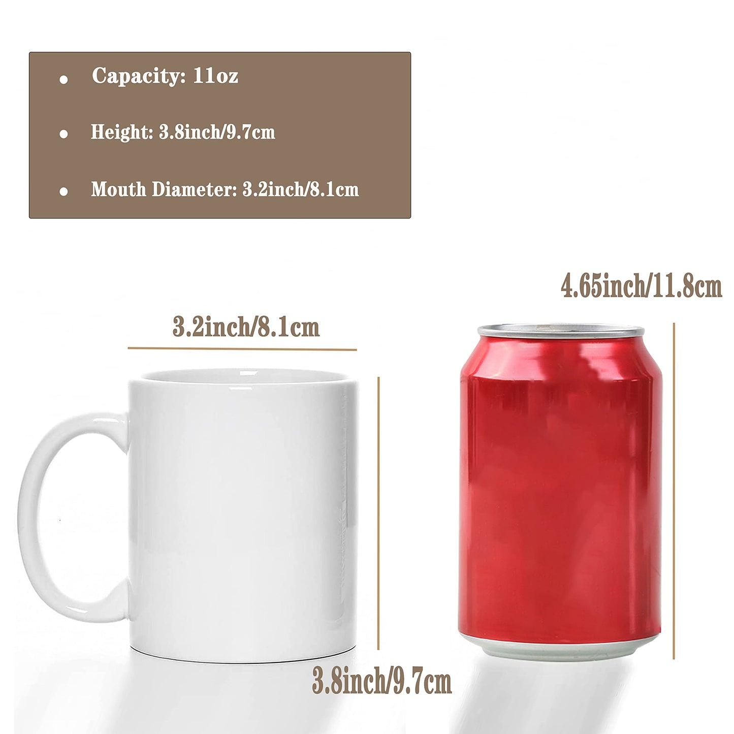 TANGLONG Sublimation Mugs Blank, Tazas Para Sublimacion, White Ceramic Sublimation Cups, Bulk Mugs for Coffee, Tea, Latte, Soup, Milk, Hot Cocoa 11 oz Set of 12