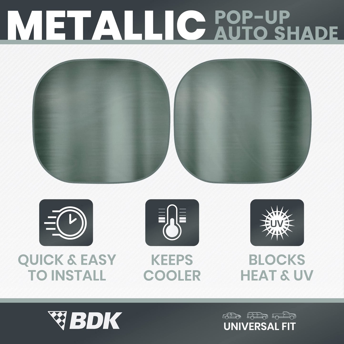 BDK 2PC Charcoal Gray Car Windshield Sun Shade – Sun Visor & Sunshade for Car Windshield – UV Rays Interior Protection - Easy Setup & Keeps Your Vehicle Cool – SUV & Truck Accessories - 31.75 x 28.75