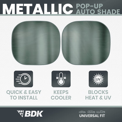 BDK 2PC Charcoal Gray Car Windshield Sun Shade – Sun Visor & Sunshade for Car Windshield – UV Rays Interior Protection - Easy Setup & Keeps Your Vehicle Cool – SUV & Truck Accessories - 31.75 x 28.75