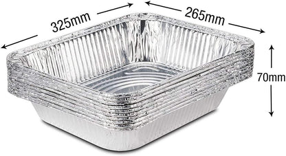 Large Disposable Aluminium Foil Trays Containers For Baking Roasting Broiling Cooking Food Storage & More Gastronorm Half Size Pans 32 x 26 cm Pack Of 10