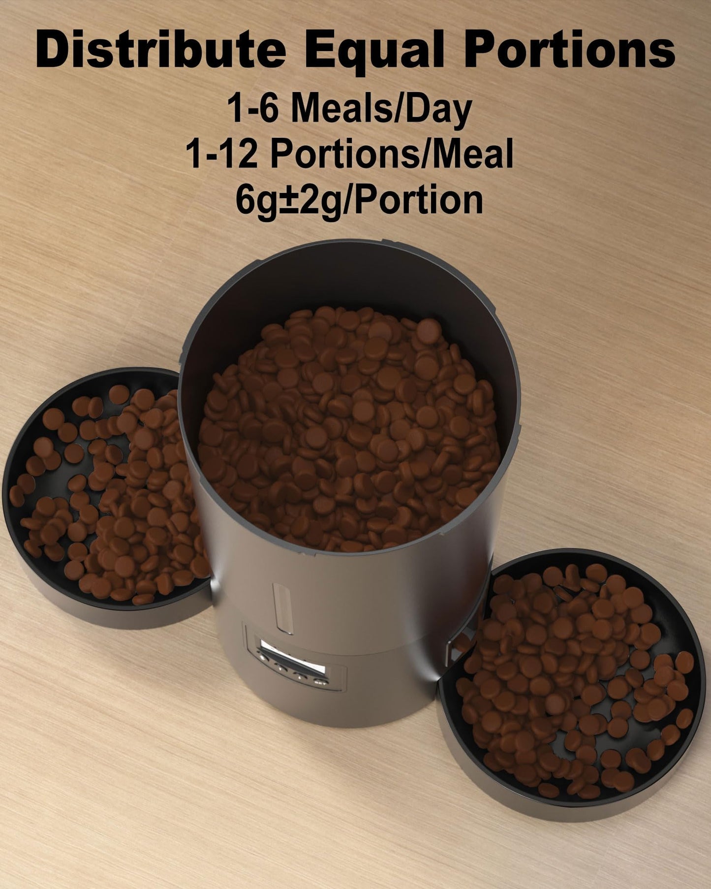 Dual Automatic Cat Feeder 2 Cats,6 Meals/Day,12 Portions/Meal,4.2L Dual Power Double Bowls Feeder,Dry Food Auto Pet Dispenser,10S Voice Record,Flexible Schedule Timer (Black,Basic Dual Bowls)