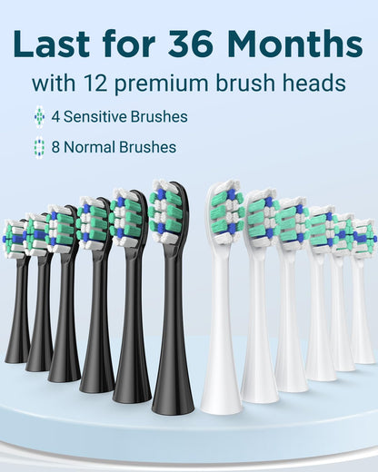 Rtauys M5 Sonic Electric Toothbrush for Adults and Kids - Rechargeable Electric Toothbrush Kids Ages 12+ and Adults with 8 Brush Heads & Travel Case, 120 Days Battery Life - Pink