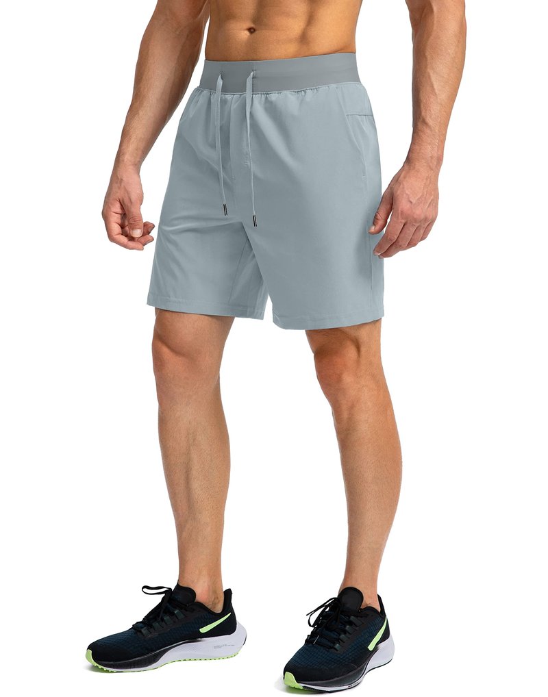 Soothfeel Men's Running Shorts with Zipper Pockets 7 Inch Lightweight Quick Dry Gym Athletic Workout Shorts for Men (Light Grey2, XXL)