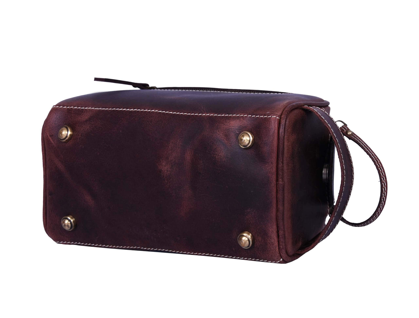10" Premium Leather Toiletry Travel Pouch With Waterproof Lining | King-Size Handcrafted Vintage Dopp - Kit By Aaron Leather Goods (Dark Brown)