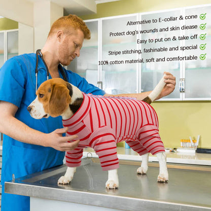 Kuoser Dog Onesie Recovery Suit, Puppy Long Sleeve Bodysuit After Surgery Shirt for Shedding Skin Disease Wound Protection, Pet Pajamas Anti-Licking Cone Alternative for Small Medium Cats Dogs