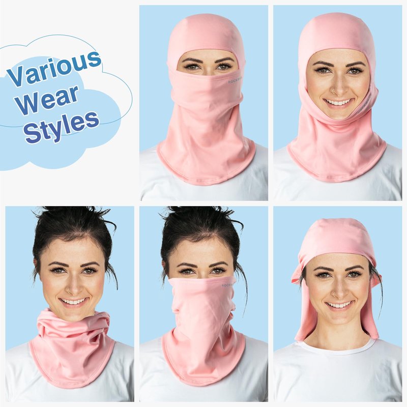 ROCKBROS Balaclava Ski Mask Fleece Neck Warmer Female for Cycling Hiking Pink