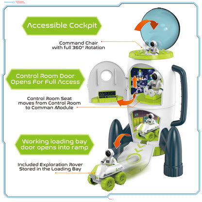 Science Kidz Space Rocket Set - Space Toys For Children Age 3, 4, 5 Year Olds - 42cm Spaceship Rocket With Lights & Sounds, 2 Astronauts, Rover Car & Batteries Included - Outer Space Toys For Kids
