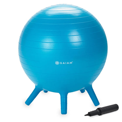 Gaiam Kids Stay-N-Play Children's Balance Ball - Flexible School Chair Active Classroom Desk Alternative Seating Built-In Stay-Put Soft Stability Legs, Includes Air Pump