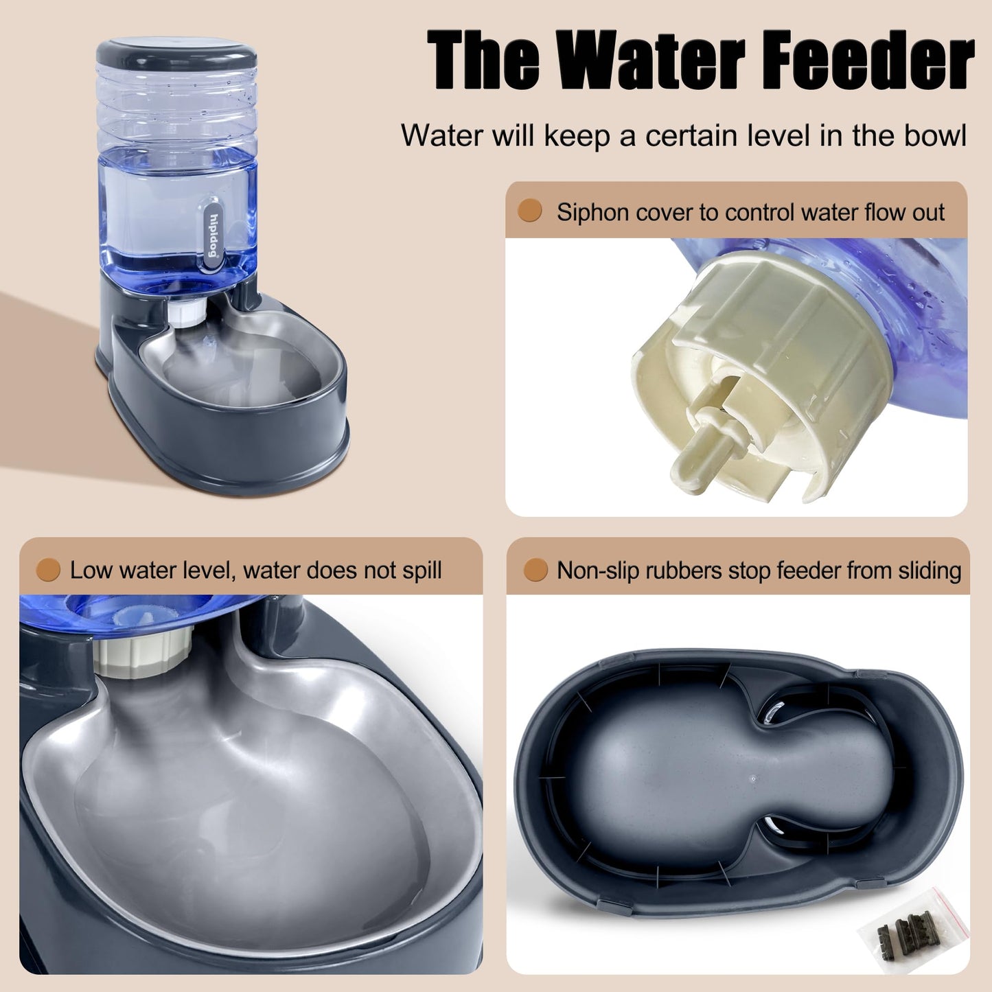 Automatic Pet Feeder Small&Medium Pets Automatic Food Feeder and Waterer Stainless Steel Bowls Set 3.8 L, Travel Supply Feeder and Water Dispenser for Dogs Cats Pets Animals