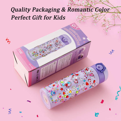 HULASO Gifts for Girls Decorate Your Own Water Bottles with Rhinestone Glitter Gem Stickers- Birthday Gifts for Kids DIY Arts and Crafts, BPA Free Stainless Steel Vacuum Insulated Mug (17 OZ)