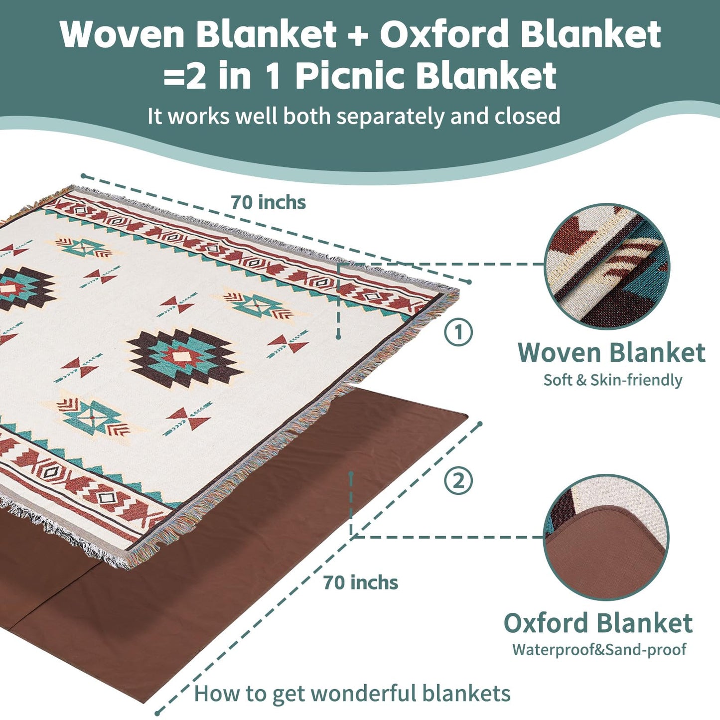 2 in 1 Extra Large Boho Beach Blanket Towel Giant Woven Outdoor Rug Picnic Mat Camping Gear Cruise Essential 2026 Summer Vacation Must Have Airplane Travel Accessories Costa Rica Hawaii Trip Stuff