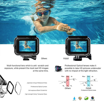FitStill 60M Waterproof Case for Go Pro Hero 8 Black, Protective Underwater Dive Housing Shell with Bracket Accessories for Go Pro Hero8 Action Camera