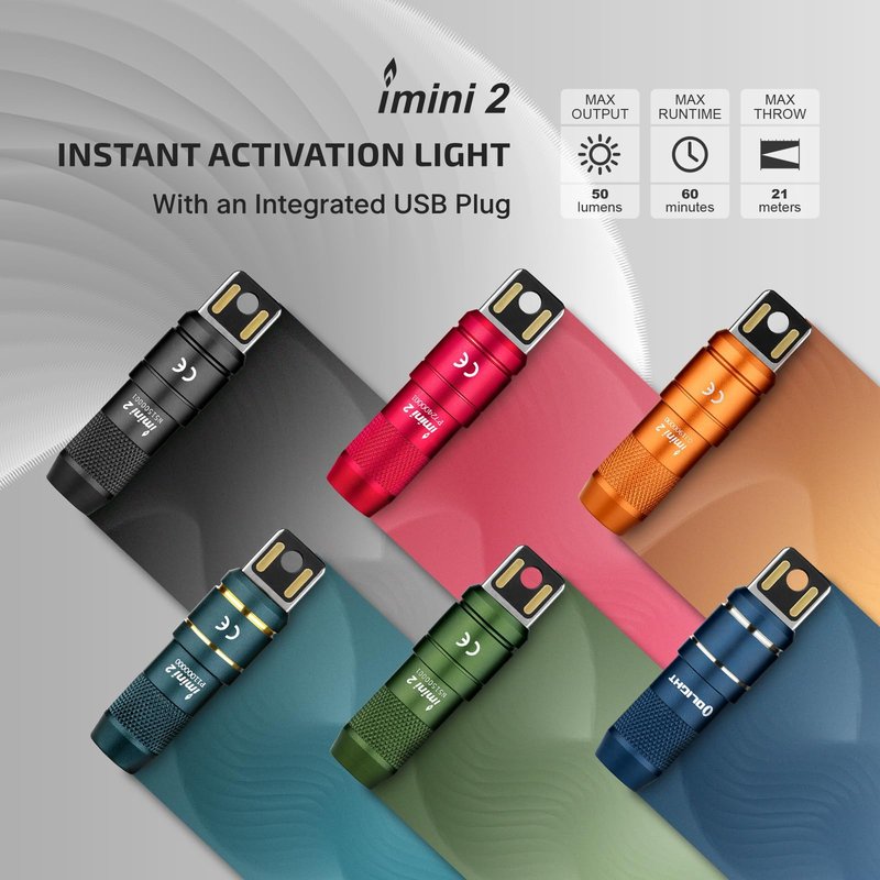 OLIGHT IMINI 2 EDC Rechargeable Keychain Flashlight, 50 Lumens Compact and Portable Mini LED Keyring Lights with Built-in Battery Ideal for Everyday Carry and Emergencies (OD Green)