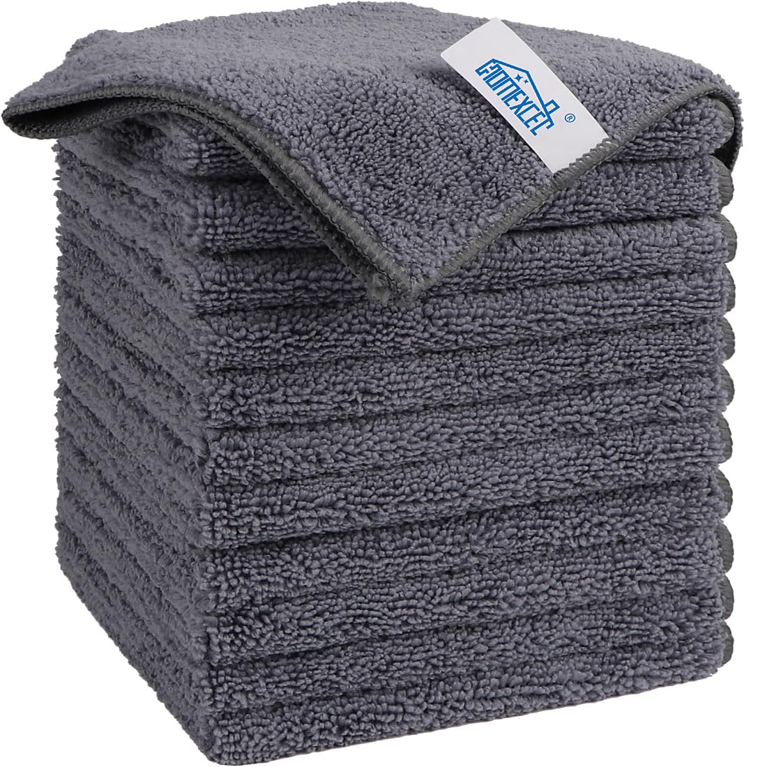 HOMEXCEL Grey Microfiber Cleaning Cloth, 12 Pack Premium Microfiber Towels for Cars, Lint Free, Scratch-Free, Highly Absorbent, Reusable Cleaning Rags for Car, Household, Kitchen, Window, 11.5"X11.5"