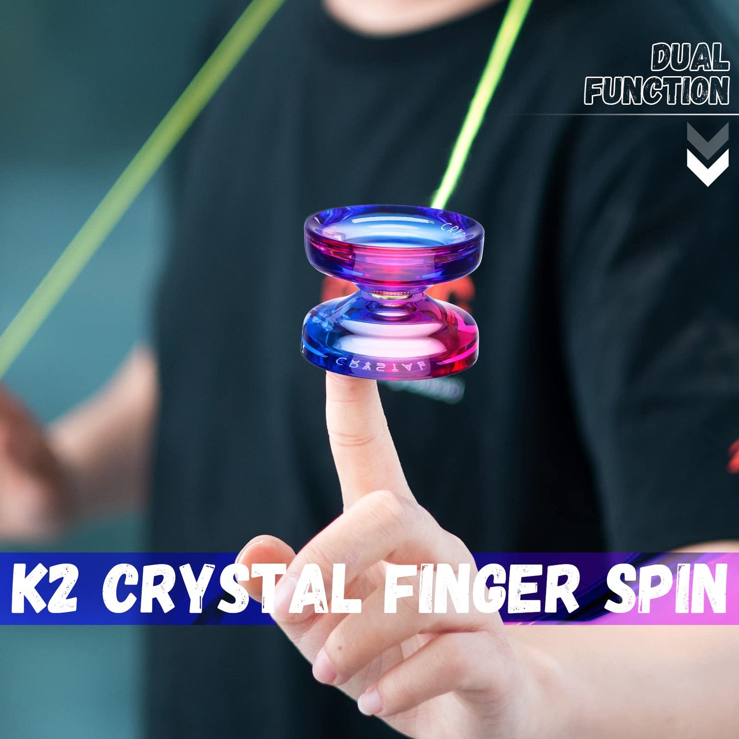 MAGICYOYO Responsive Yoyo for Kids K2 Crystal Pink Purple, Dual Purpose Beginner, Trick Professional Ball with Unresponsive Bearing Kit + 12 Strings Case (MGYOYOK2CPP)