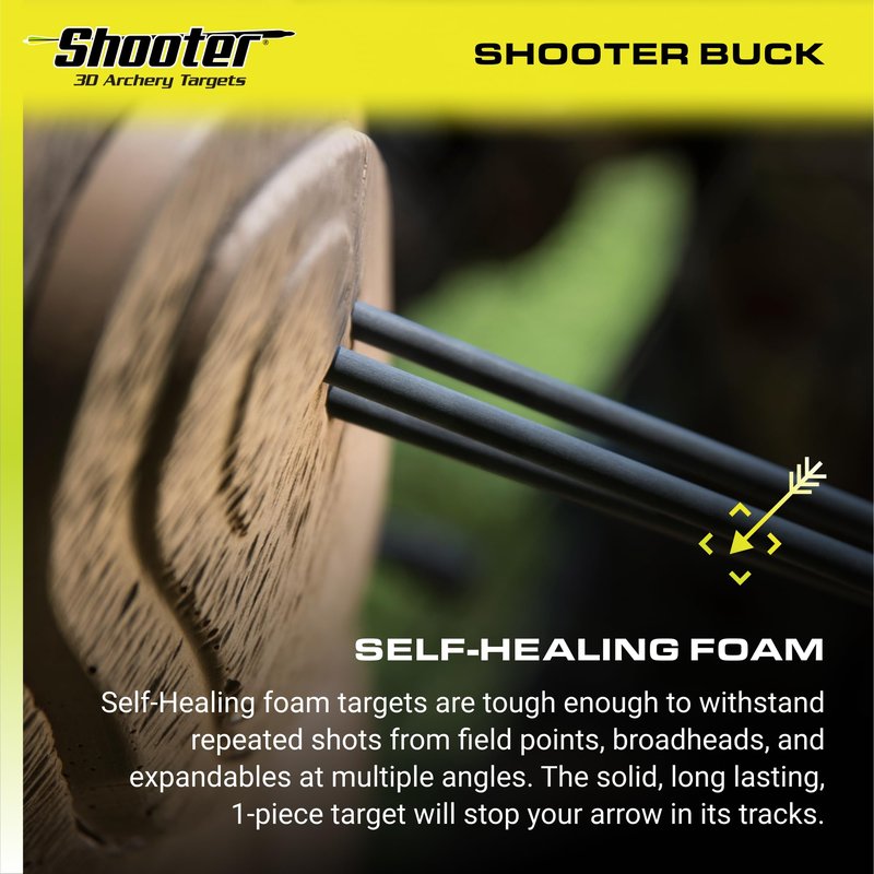 SHOOTER Big Buck 3D Archery Target, 51” Tall, Replaceable Insert for Long Life, Weather-Resistant Construction, High-Density Impact-Response Foam Withstands Field Points, Broadheads, and Expandables