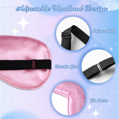 BBTO 4 Pcs Silk Sleep Eye Masks Smooth Soft Satin Eye Covers with Adjustable Strap Blindfold for Sleeping Blocking Out Lights Travel Relaxation (Royal Blue, Dark Green, Navy Blue, Black)
