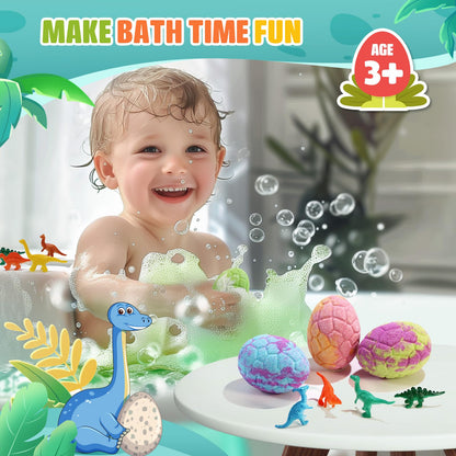 Qivatex Gifts for Kids Dinosaur Bath Bombs, 9 Pack Natural and Organic Dino Bath Bombs Bubble Bath Gift Set, Perfect Birthday Gifts for Boys Girls 3-12