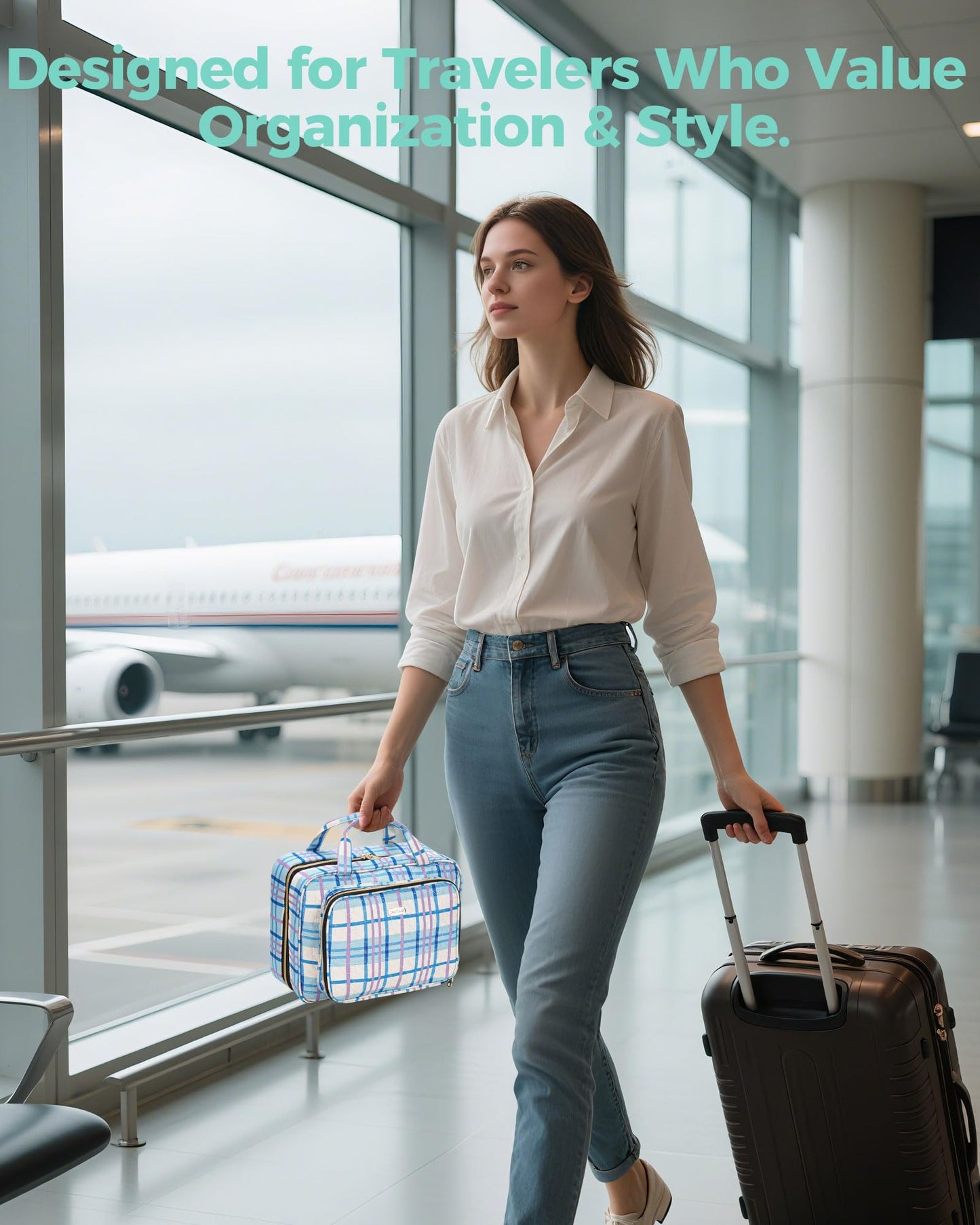 BALULHG Travel Hanging Toiletry Bag for Women, Water-Resistant Cosmetic Organizer with 4 Compartments & 360° Swivel Hook, TSA-Approved Makeup Bag for Shampoo, Full Sized Container, Toiletries (Pink)