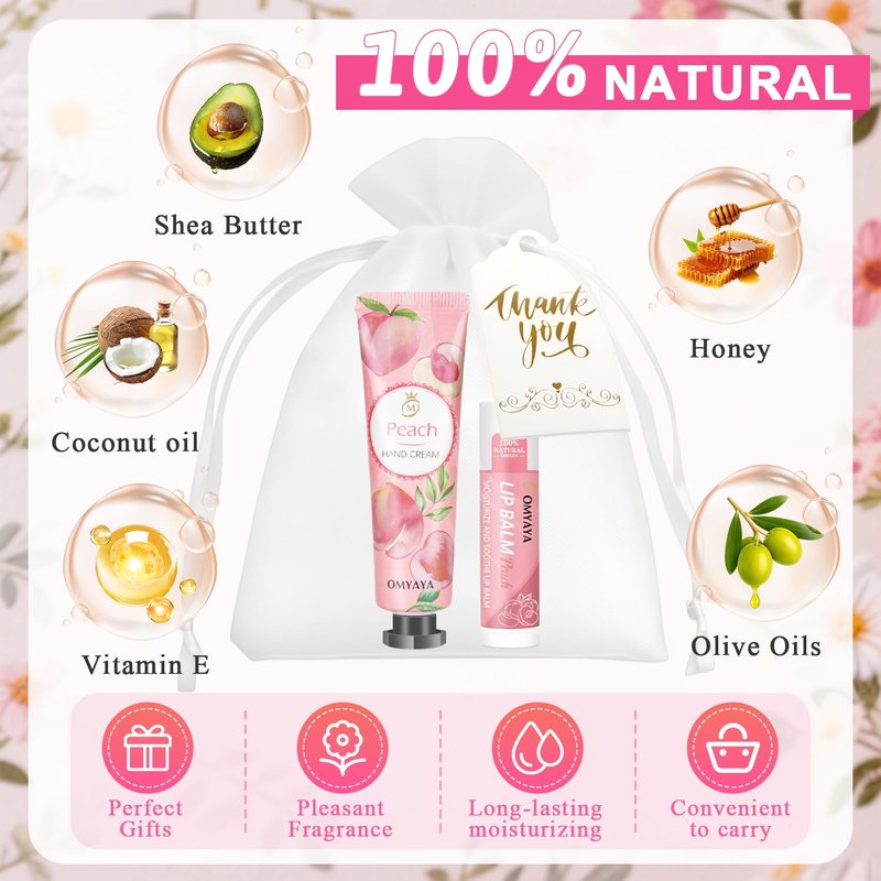 30 Sets Bulk Gifts For Women, Lip Balm Bulk and Hand Cream Gift Set with Organza Bags, Thank You Cards, Party Favors For Bridal Wedding, Baby Shower,Teacher Appreciation Gifts Bulk